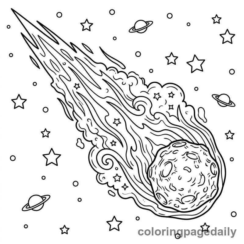 Comet Streaking Through Space - Colored reference example
