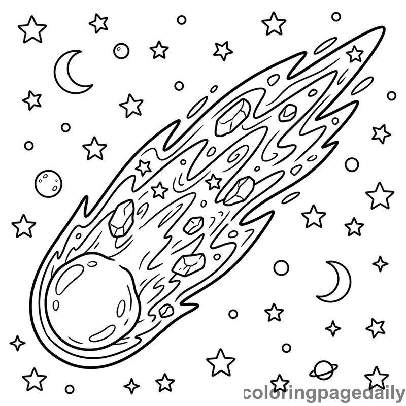 Coment Zooming Through Space - Daily printable coloring page in Space category