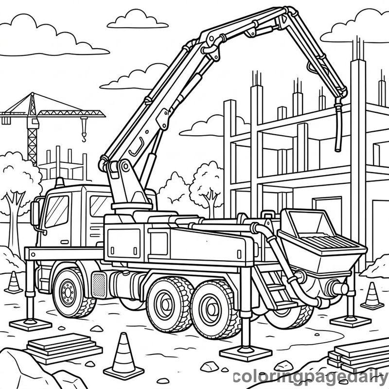 Concrete Pump Truck Boom - Colored reference example