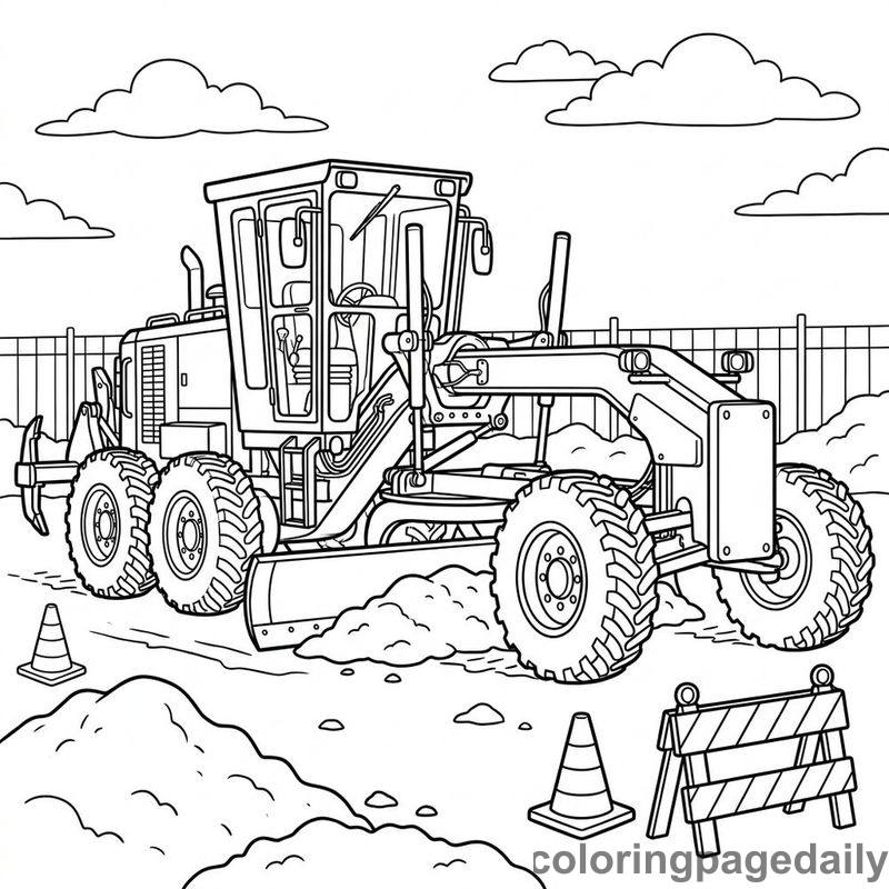 Construction Road Grader - Colored reference example