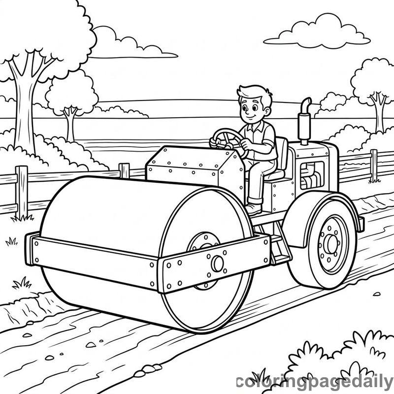 Construction Steamroller Flattening Path - Colored reference example