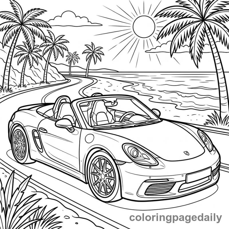 Convertible Coastal Drive - Daily printable coloring page in Vehicle category