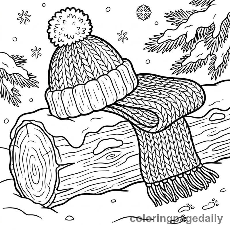 Cozy Hat and Scarf - Daily printable coloring page in Winter and Snow Season category