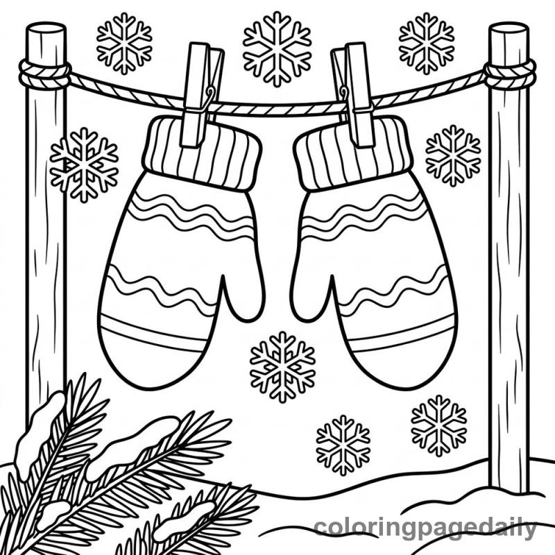 Cozy Mittens in the Snow - Colored reference example