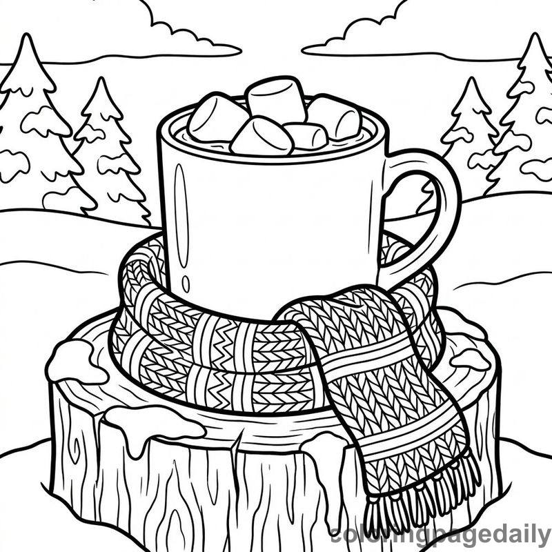 Cozy Scarf And Cocoa - Colored reference example
