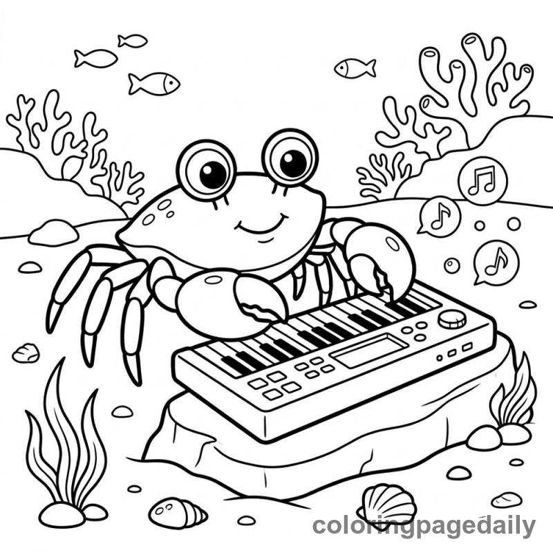 Crab Playing Keyboard - Colored reference example