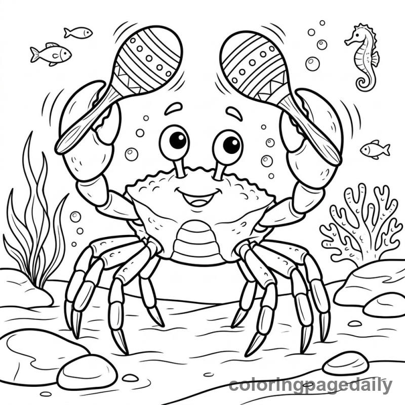 Crab Playing Maracas - Colored reference example