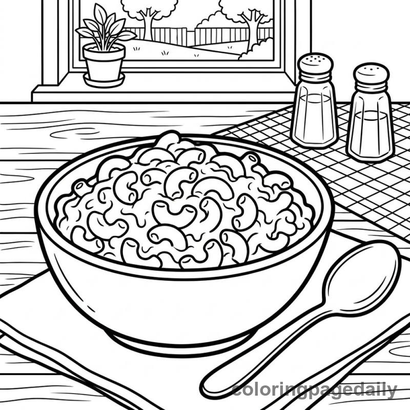 Creamy Macaroni and Cheese - Daily printable coloring page in Food category