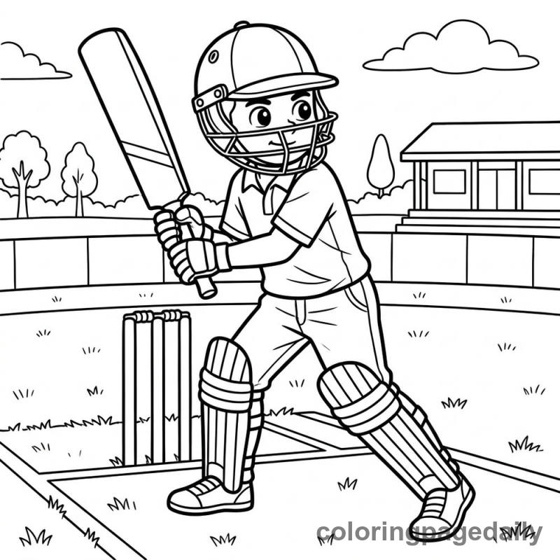 Cricket Player Batting - Colored reference example