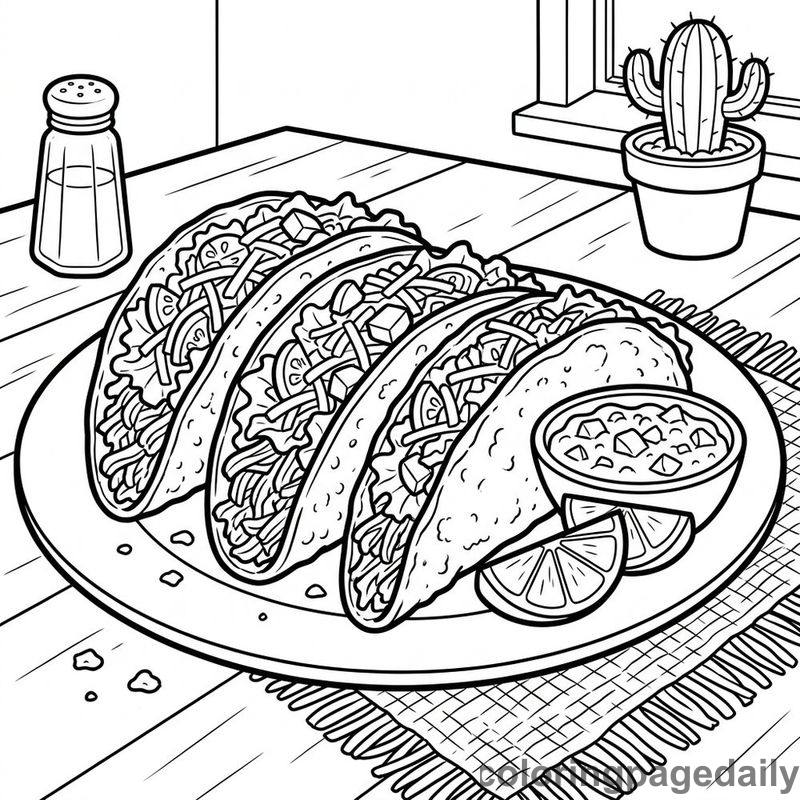 Crispy Beef Tacos - Colored reference example