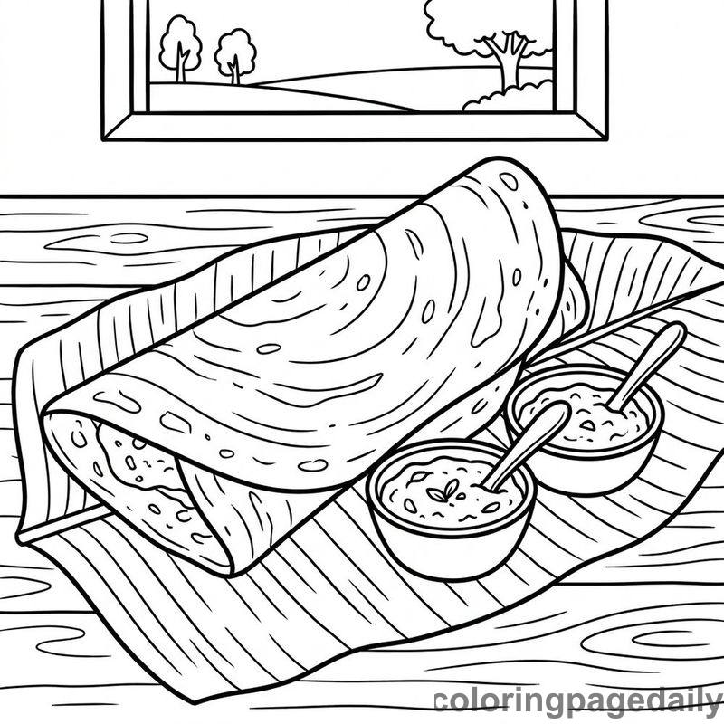 Crispy Indian Dosa Breakfast - Colored reference example