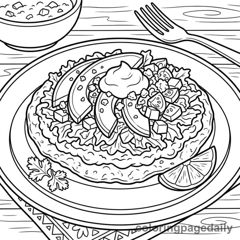 Crispy Mexican Tostada - Colored reference example