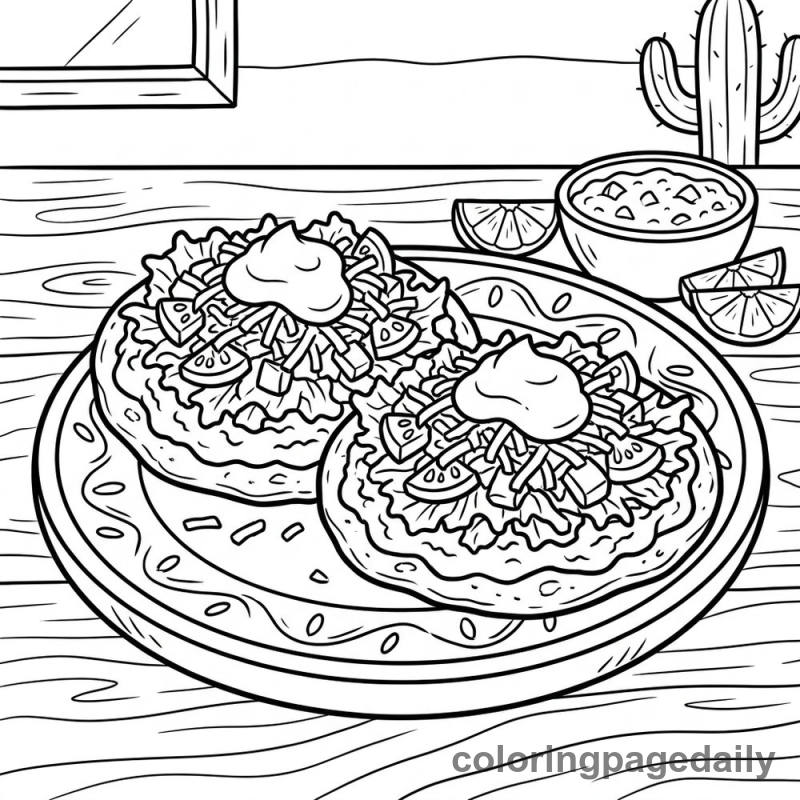 Crispy Mexican Tostadas Plate - Colored reference example
