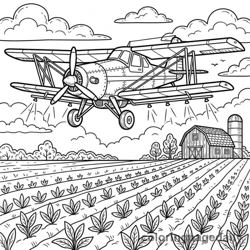 Crop Duster Plane - Daily printable coloring page in Vehicle category