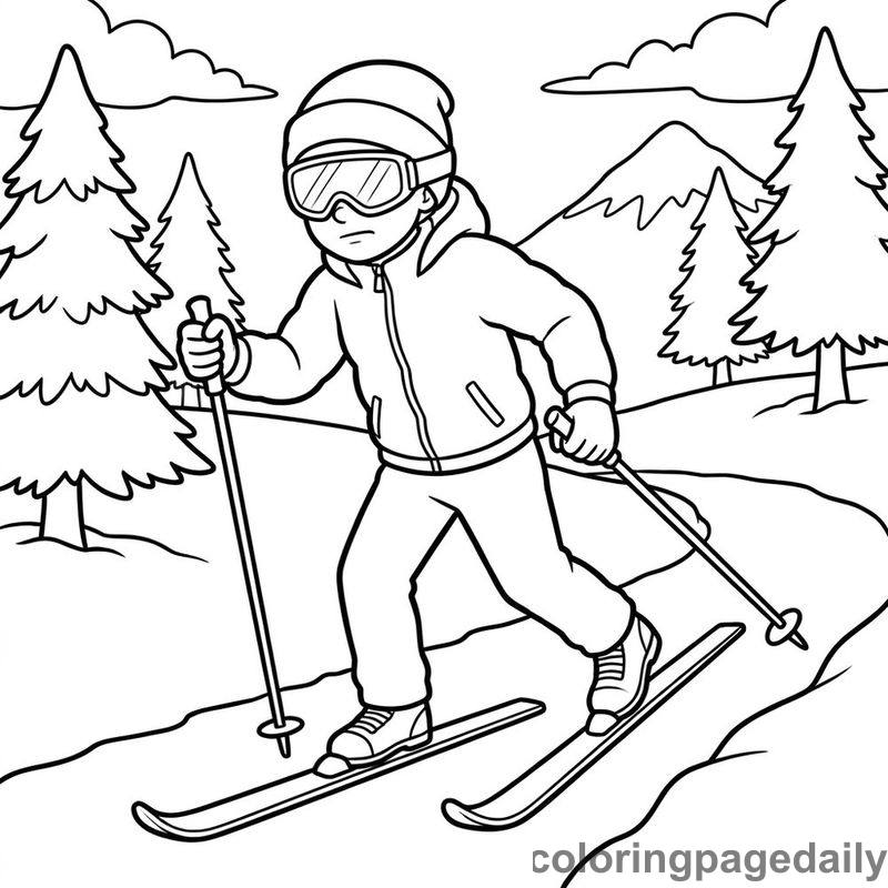 Cross Country Skier Climbing - Colored reference example