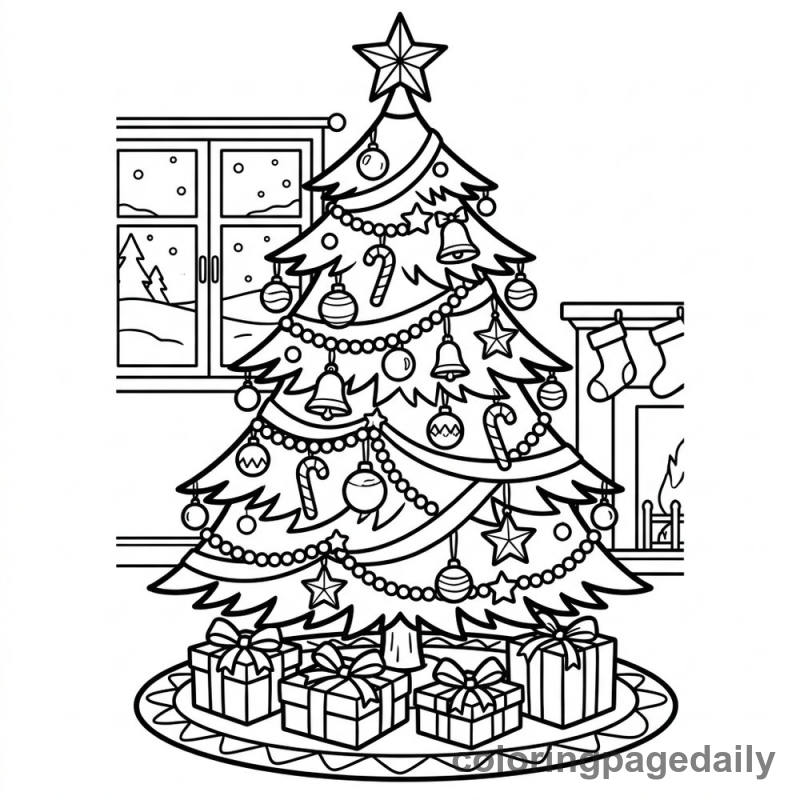 Decorated Christmas Tree - Colored reference example