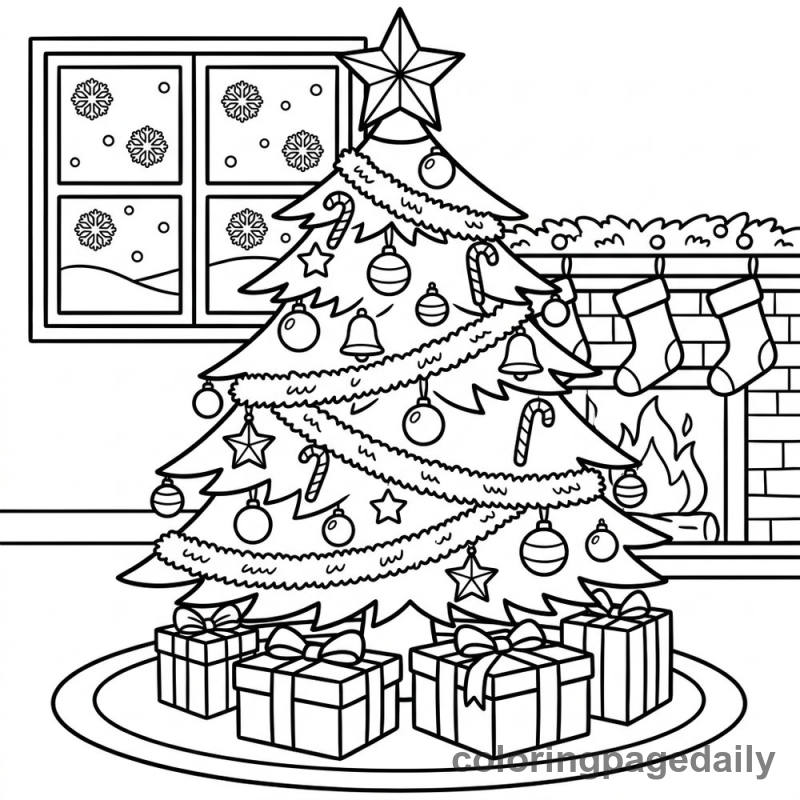Decorated Christmas Tree - Daily printable coloring page in Christmas category