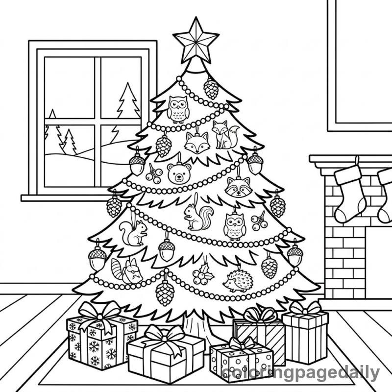 Decorated Christmas Tree - Daily printable coloring page in Christmas category