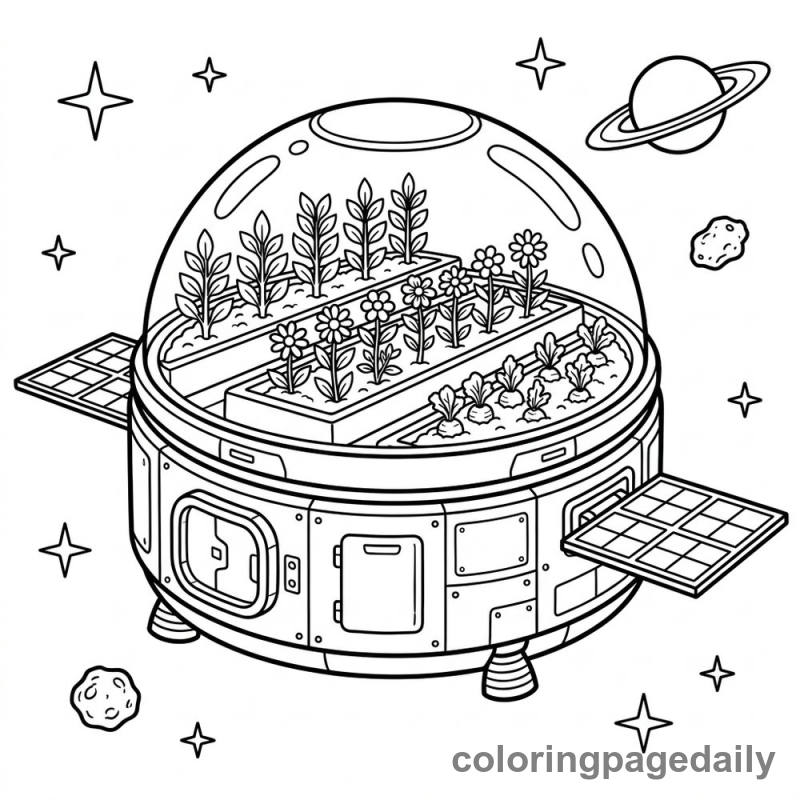 Deep Space Greenhouse Module - Daily printable coloring page in Space category