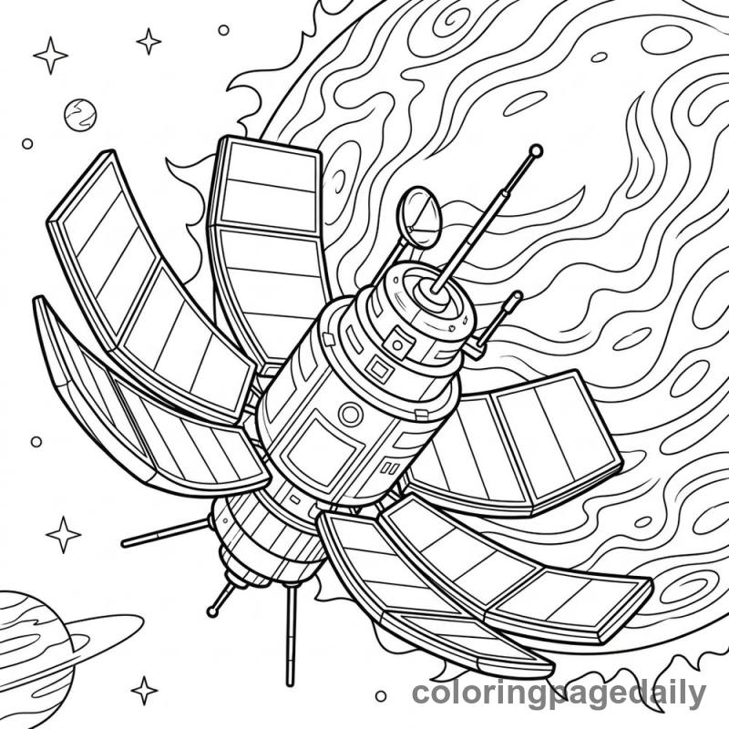 Deep Space Solar Probe - Daily printable coloring page in Space category
