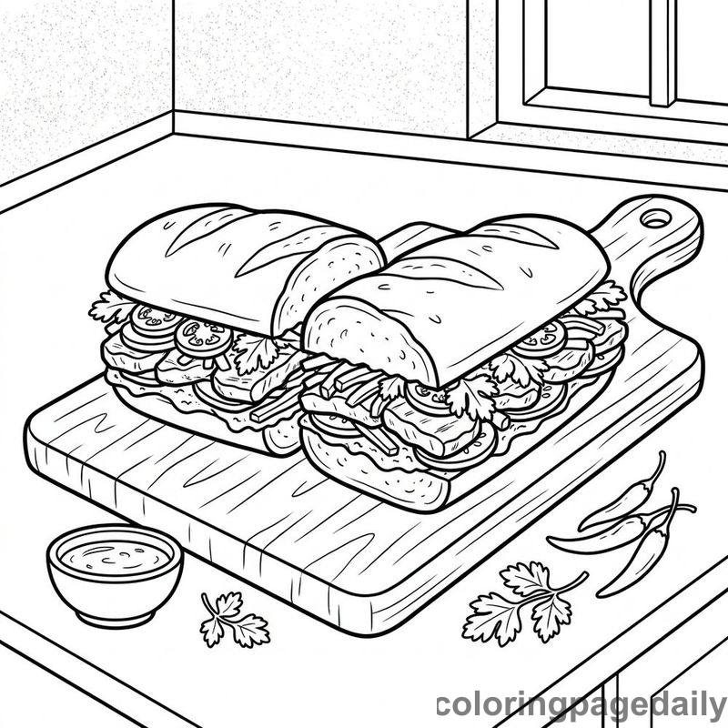 Delicious Banh Mi Sandwich - Colored reference example