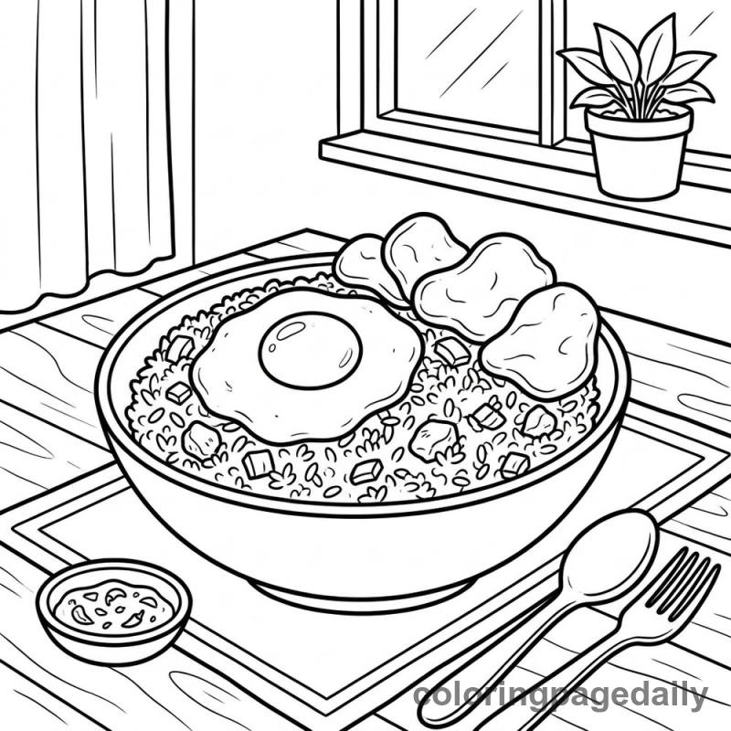 Delicious Bowl of Nasi Goreng - Colored reference example
