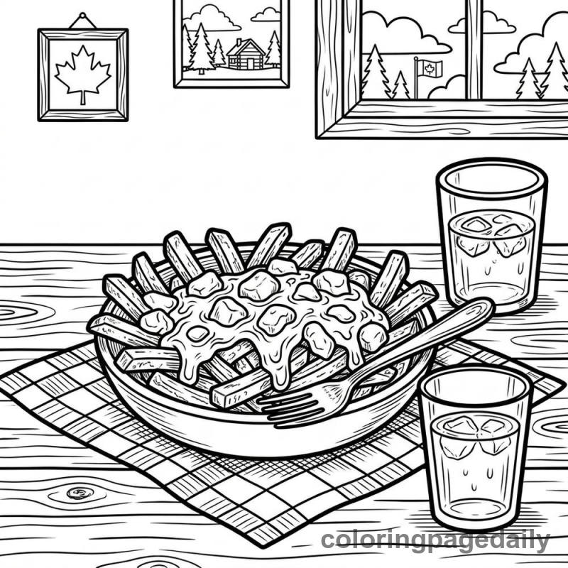 Delicious Canadian Poutine - Daily printable coloring page in Food category