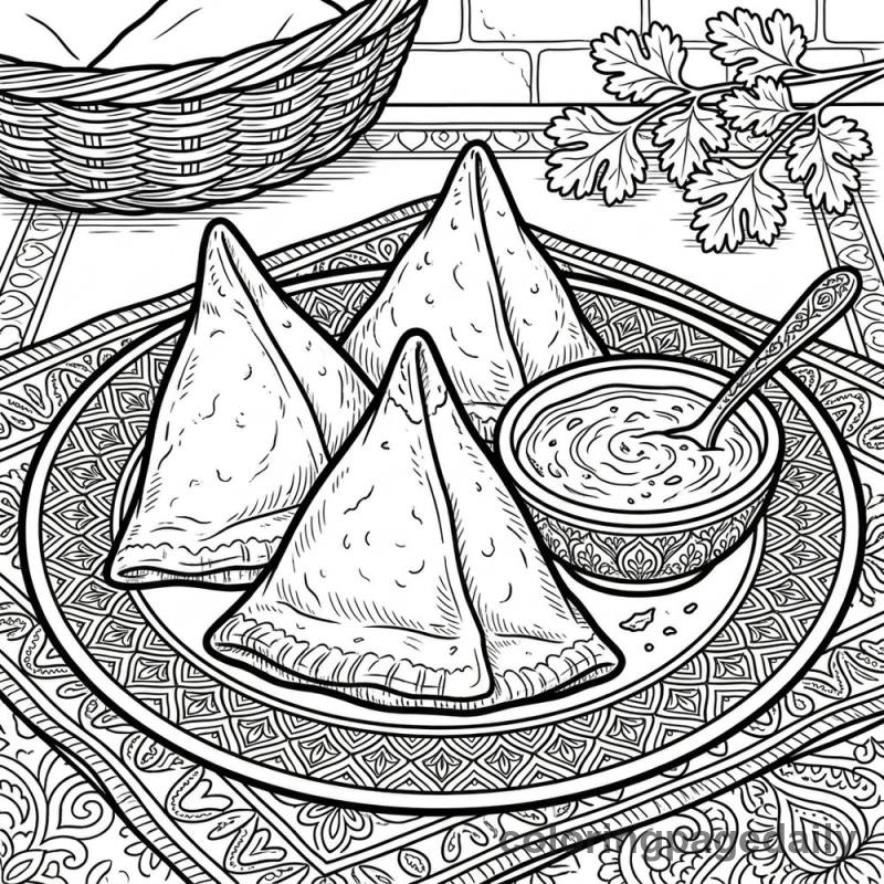 Delicious Indian Samosas - Colored reference example