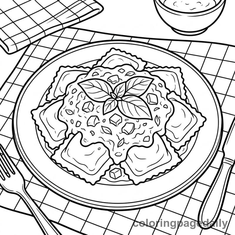 Delicious Italian Ravioli - Daily printable coloring page in Food category
