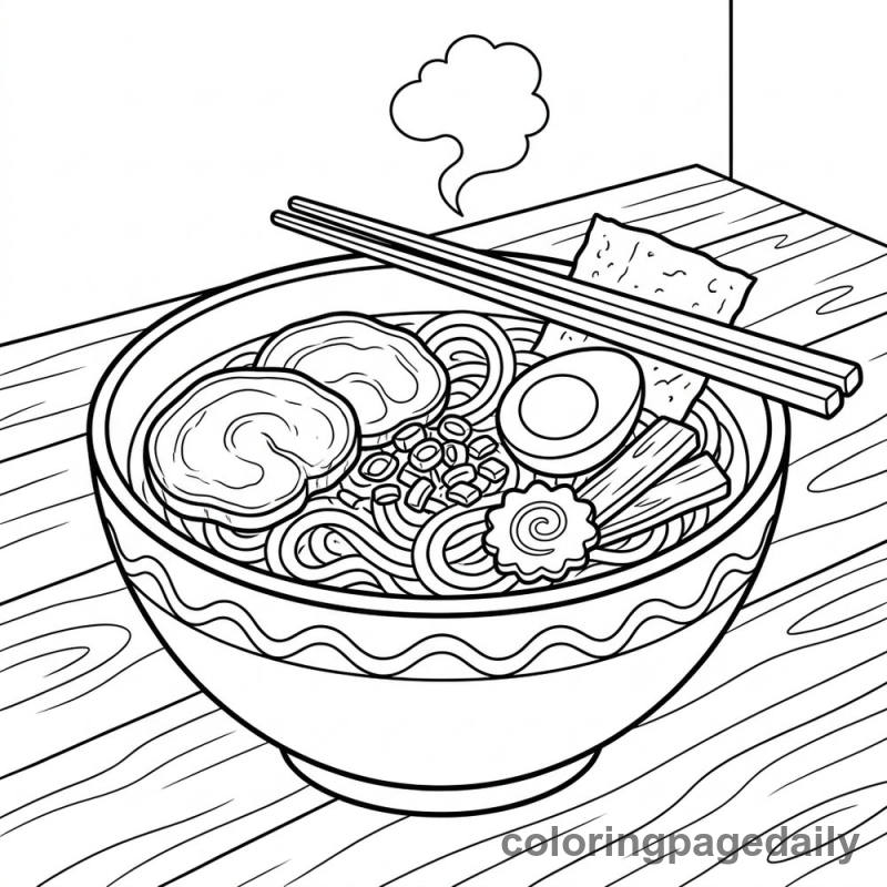 Delicious Japanese Ramen Bowl - Colored reference example