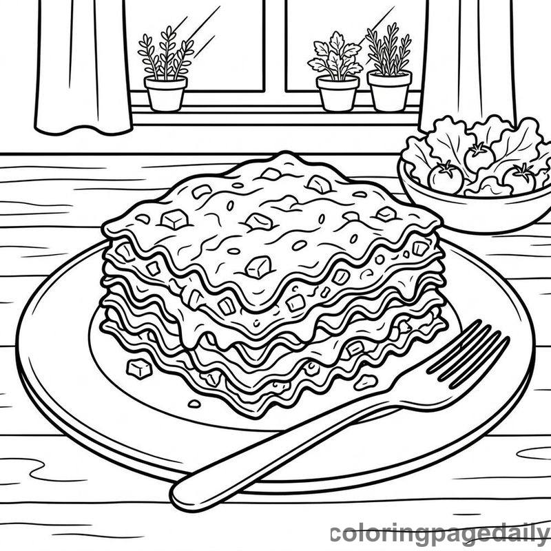 Delicious Lasagna Slice - Colored reference example