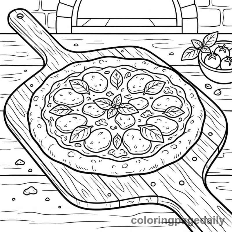 Margherita Pizza Feast - Daily printable coloring page in Food category