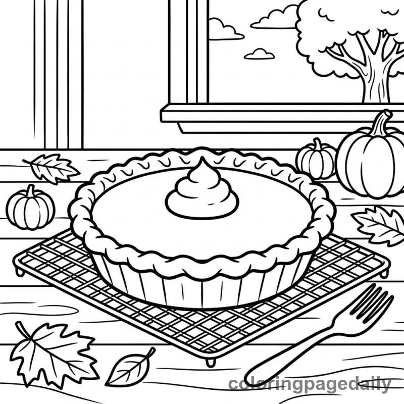 Delicious Pumpkin Pie - Daily printable coloring page in Thanksgiving category
