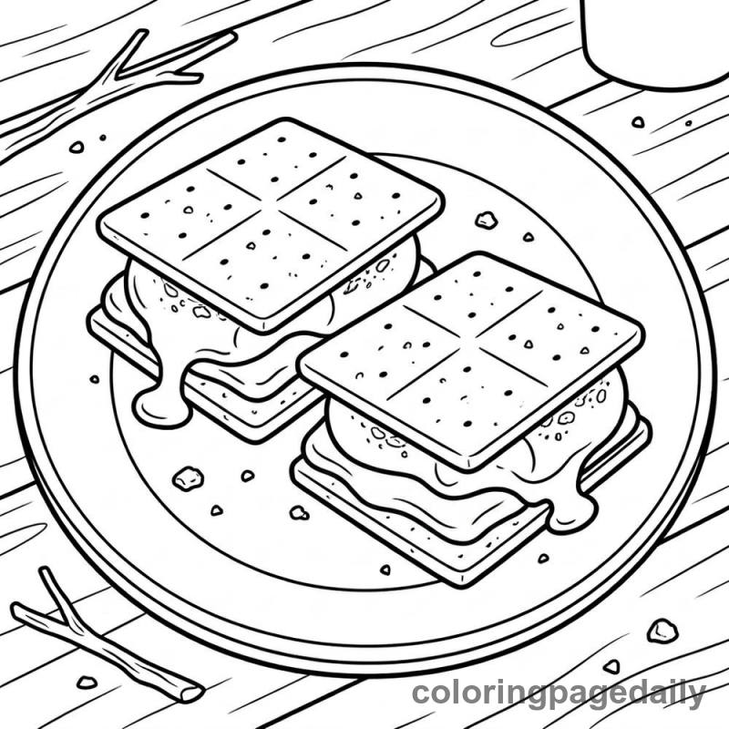 Delicious S'mores Treats - Daily printable coloring page in Food category