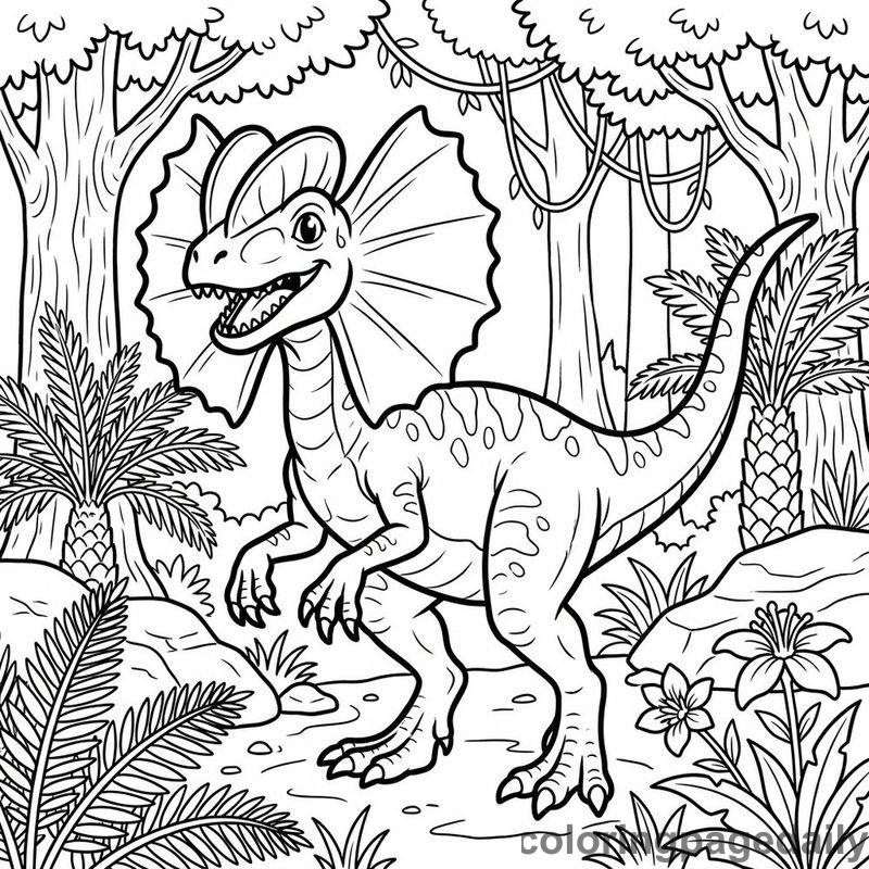 Dilophosaurus In Jungle - Colored reference example