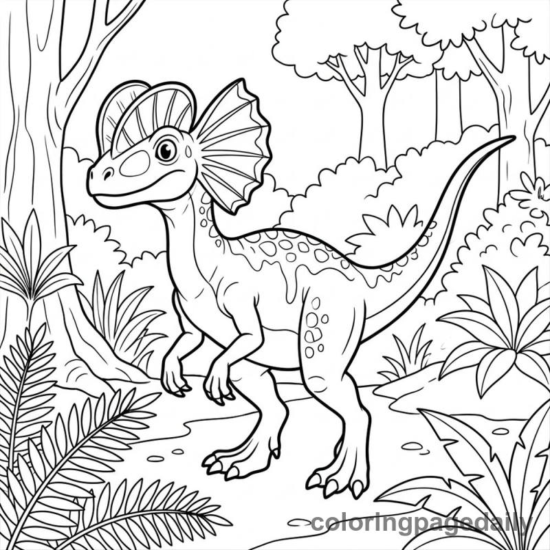 Dilophosaurus Jungle Pose - Colored reference example