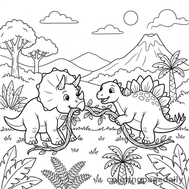 Dinosaur Vine Tug Of War - Colored reference example