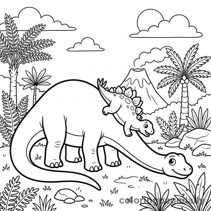 Diplodocus Dinosaur Slide - Daily printable coloring page in Dinosaur category