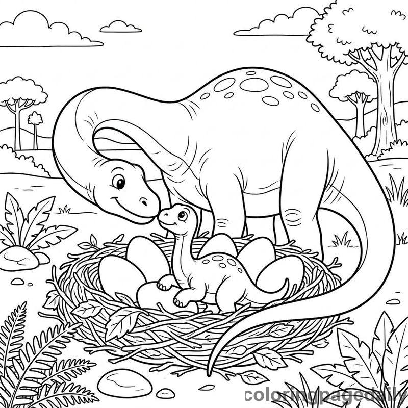 Diplodocus Mother And Baby - Colored reference example