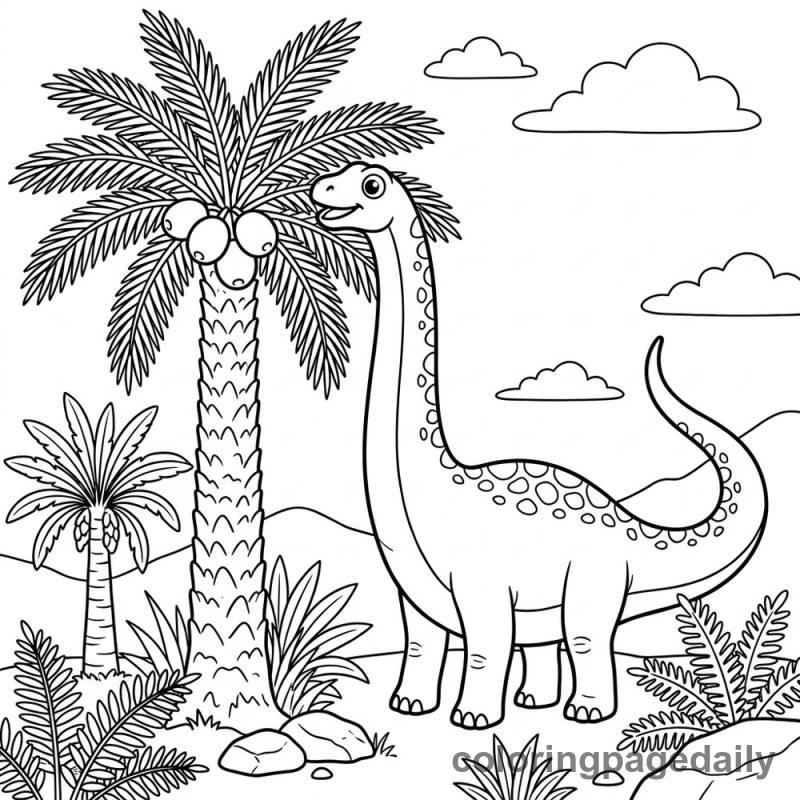 Diplodocus Picking High Fruit - Colored reference example