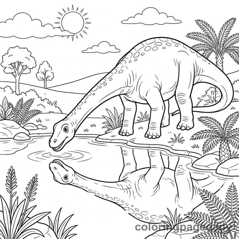 Diplodocus Pond Reflection - Colored reference example