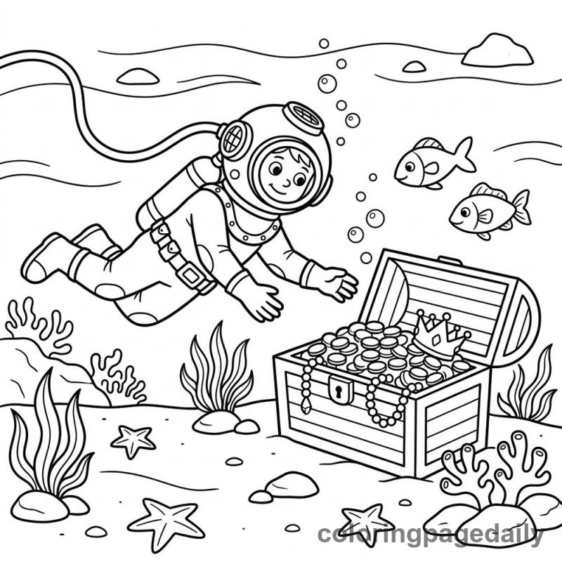Diver Finds Treasure - Colored reference example