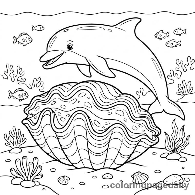 Dolphin And Giant Clam - Colored reference example