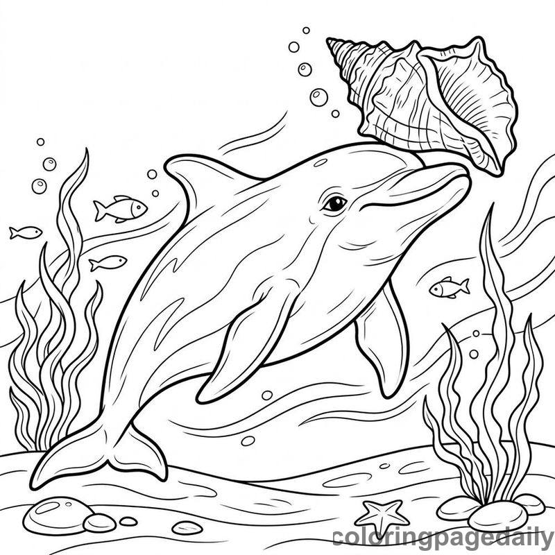 Dolphin Balancing Conch Shell - Colored reference example