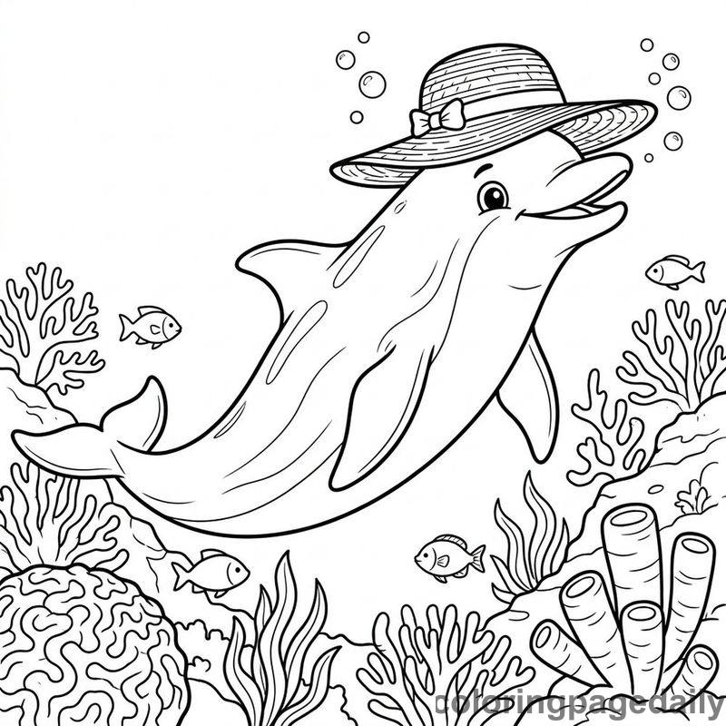 Dolphin Balancing Sun Hat - Colored reference example
