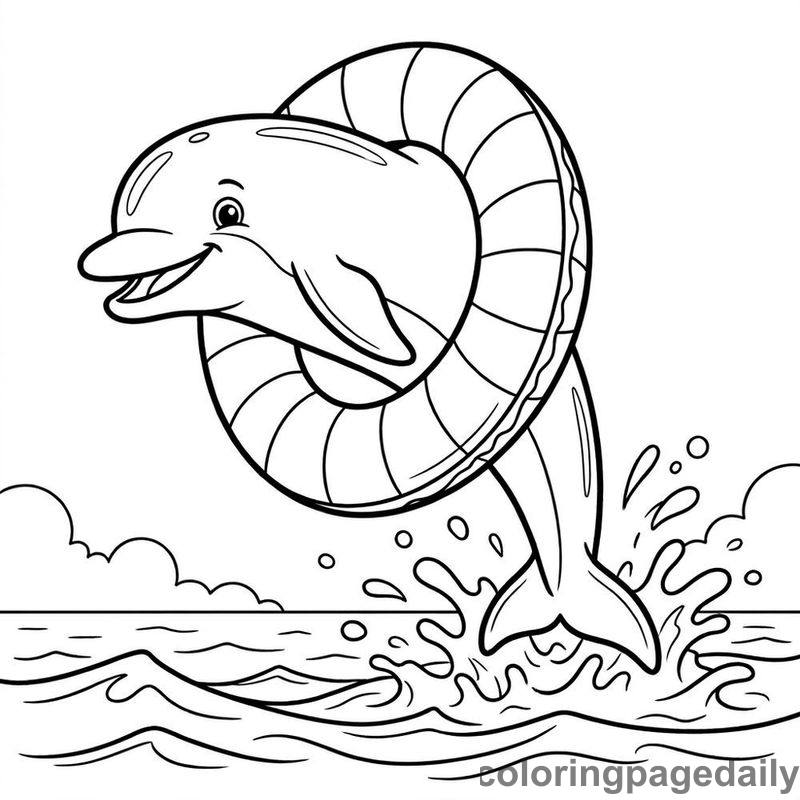 Dolphin Leaping Through Tube - Colored reference example