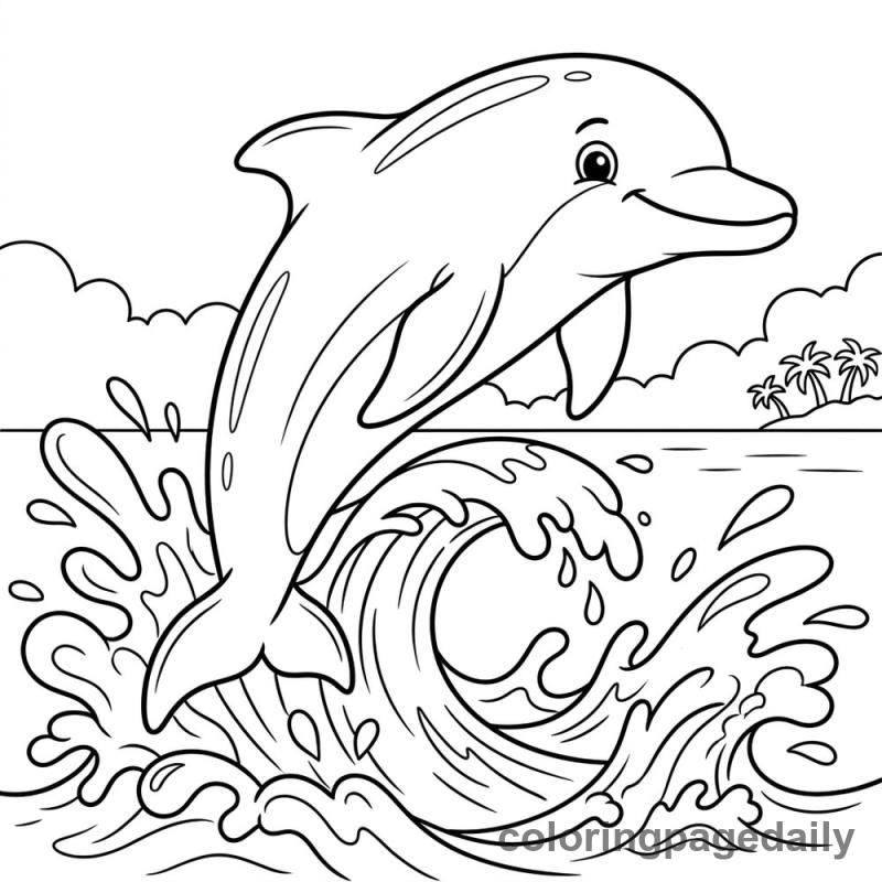 Dolphin Leaping Waves - Colored reference example