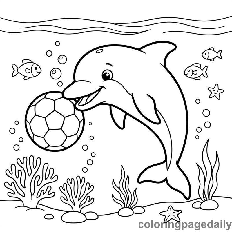 Dolphin Playing Soccer - Colored reference example