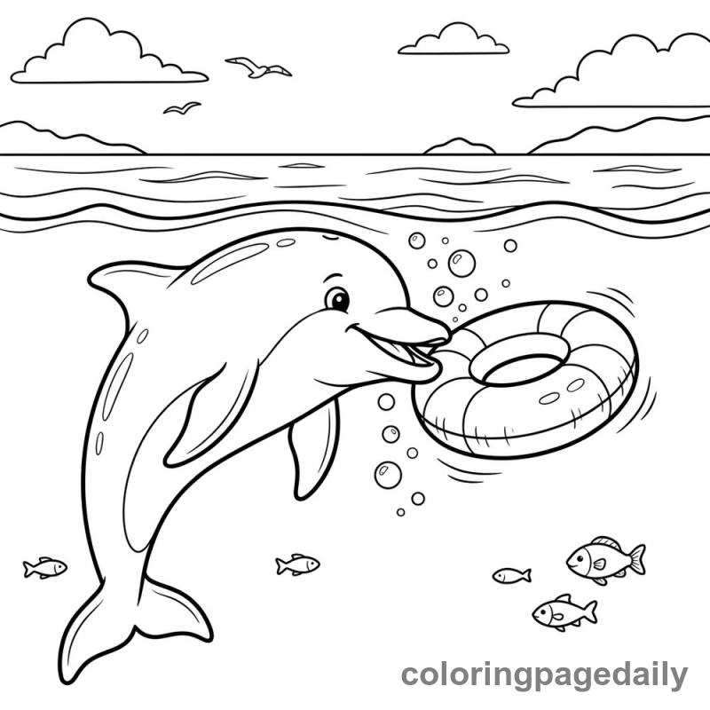 Dolphin Playing with Toy - Colored reference example