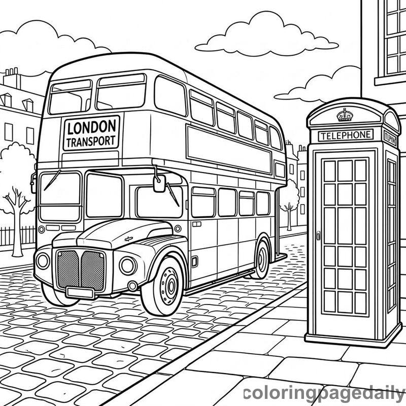 Double Decker Bus Driving - Daily printable coloring page in World Cultures and Landmarks category